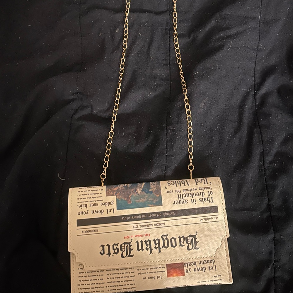 Stylish Newspaper Print Crossbody Bag